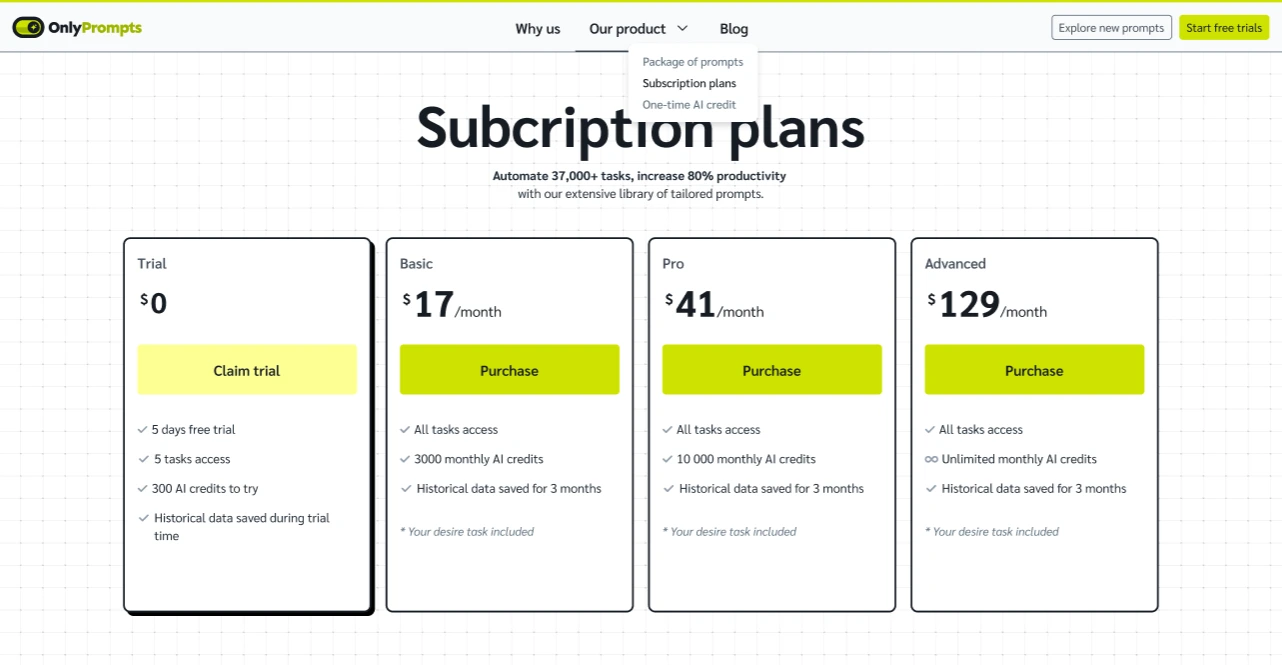 Subscription plans