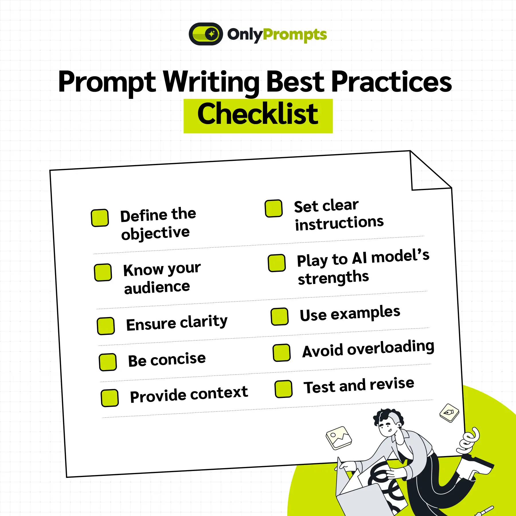 Prompt writing best practices checklist